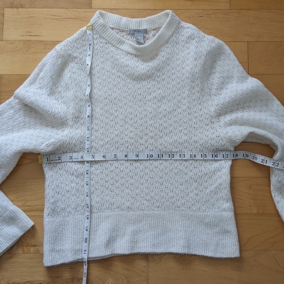 H&m cream white sheer see through knit wool blend sweater Large @W - Picture 2 of 7